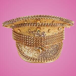 Gold Punk Style Rock N Roller Spike Hat For Night Club or Costume